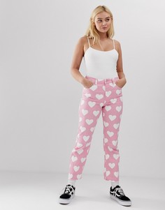 Джинсы в винтажном стиле с сердечками Lazy Oaf-Розовый