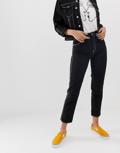 Джинсы в винтажном стиле с завышенной талией и контрастными строчками Abrand 94-Черный