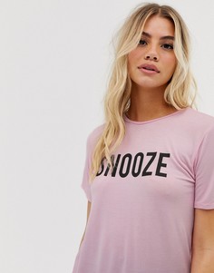 Пижамный комплект с брюками и футболкой с принтом "snooze" Adolescent Clothing-Розовый