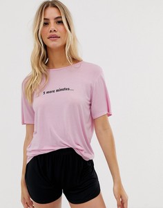 Пижамный комплект с шортами и футболкой с принтом "5 more mins" Adolescent Clothing-Розовый