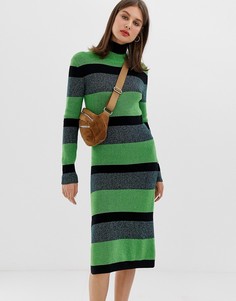 Вязаное платье в полоску Tiger of Sweden Jeans-Зеленый