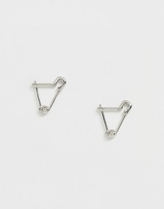 Серебристые миниатюрные серьги в виде английской булавки ASOS DESIGN-Серебряный