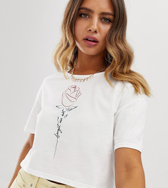 Укороченная футболка с принтом розы Wednesdays Girl-Белый