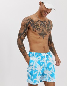 Синие шорты для плавания с пальмовым принтом Tom Tailor-Синий