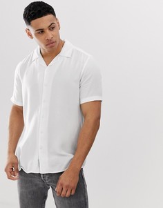 Белая рубашка с короткими рукавами и отложным воротником Only & Sons-Белый
