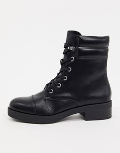 Черные высокие ботинки на шнуровке Bershka-Черный