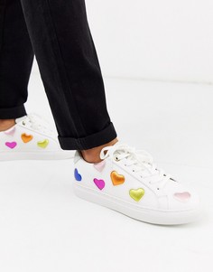 Кроссовки с разноцветными сердечками Kurt Geiger London-Мульти
