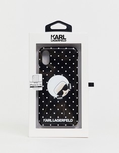 Чехол в горошек для iPhone X от Karl Lagerfeld-Черный