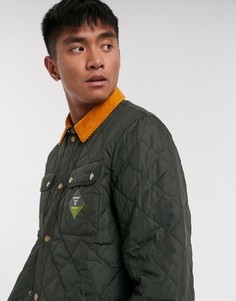 Стеганая куртка с контрастным вельветовым воротником Barbour Beacon-Зеленый