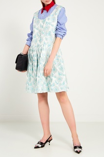 Короткое платье с цветочным узором Prada