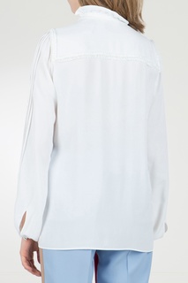Белая блузка с оборкой на воротнике No21