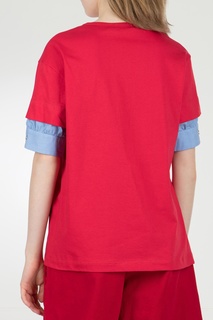 Красная футболка с декоративными рукавами No21