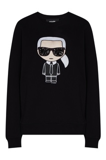Черный свитшот с контрастным рисунком Karl Lagerfeld