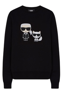 Черный свитшот с ярким рисунком Karl Lagerfeld