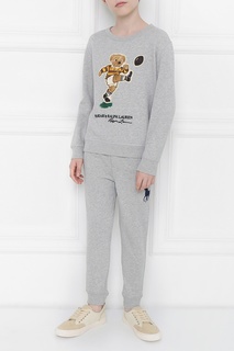 Серые брюки с логотипом бренда Ralph Lauren Kids