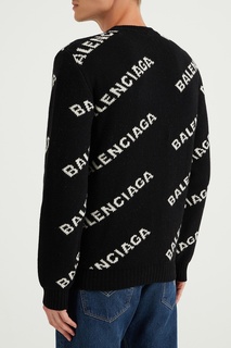 Черный джемпер с белыми логотипами Balenciaga Man