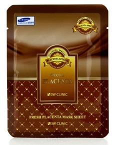 3W Clinic, Освежающая тканевая маска для лица с плацентой Fresh Placenta Mask Sheet, 23 мл