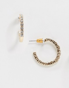 Серьги-кольца с камнями ASOS DESIGN-Золотой