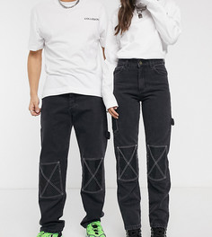 Прямые брюки унисекс в стиле 90-х COLLUSION x005-Черный