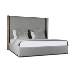 Кровать “berkley winged plain bed wood collection” 140*200 (idealbeds) серый 158x160x215 см.