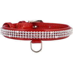Ошейник для собак COLLAR Brilliance с украшением полотно страз 9 мм 19-25 см Красный