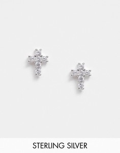 Серебряные серьги-гвоздики в форме креста DesignB-Серебряный