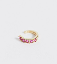Кафф из позолоченого серебра с розовыми камнями ASOS DESIGN-Золотой