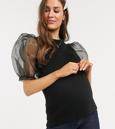 Джемпер с рукавами из органзы ASOS DESIGN Maternity-Черный цвет