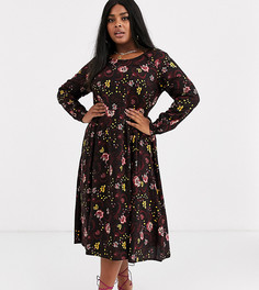 Короткое приталенное платье с цветочным принтом Junarose-Мульти