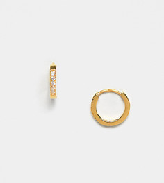 Серьги-кольца из позолоченного серебра с камнями ASOS DESIGN-Золотой