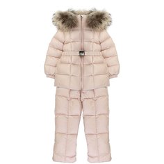 Пуховый комплект из комбинезона и куртки с меховой отделкой Moncler Enfant