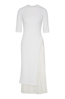 Белое платье с плиссированной вставкой No21