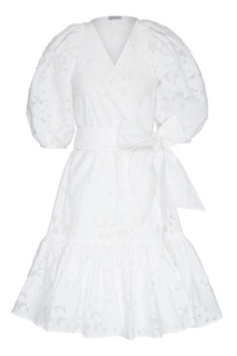 Белое платье с пышной оборкой на подоле ЛИ ЛУ