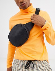 Черная кожаная сумка-кошелек через плечо ASOS DESIGN-Черный цвет