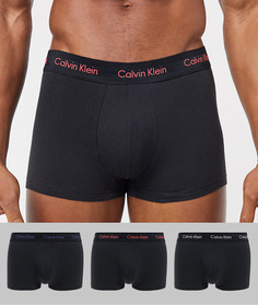 Набор из 3 хлопковых боксеров-брифов с заниженной талией Calvin Klein-Черный