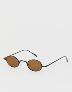 Овальные очки в стиле 90-х с коричневыми стеклами ASOS DESIGN-Черный