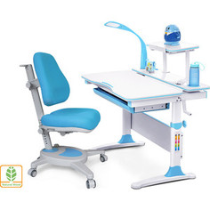Комплект Mealux Evo-kids Evo-30 BL (арт. Evo-30 BL + Y-110 KBL) / (стол+полка+кресло+лампа) / белая столешница (дерево), пластик голубой