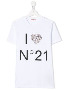 Nº21 Kids футболка с логотипом и кристаллами