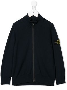 Stone Island Junior куртка на молнии с нашивкой-логотипом