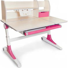 Стол Mealux Ontario pink Evo-600 WP столешница клен дерево/ножки белые с розовым