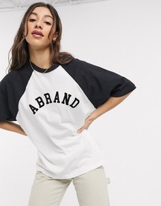 Белая oversized-футболка с рукавами реглан и логотипом Abrand-Белый