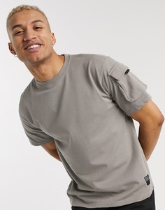 Бежевая футболка с карманом на рукаве Mennace-Neutral
