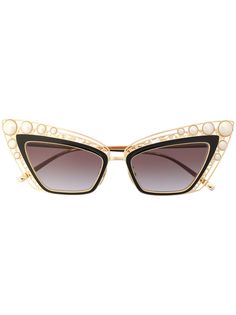 Dolce & Gabbana Eyewear солнцезащитные очки в оправе кошачий глаз с жемчугом