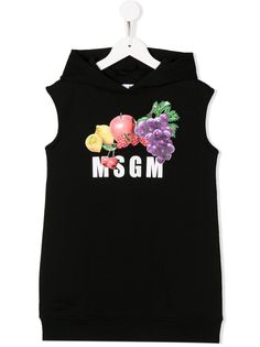 MSGM Kids платье-худи без рукавов с логотипом