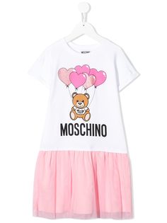 Moschino Kids платье-футболка с сетчатой юбкой