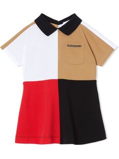 Burberry Kids платье в стиле колор-блок с воротником-поло