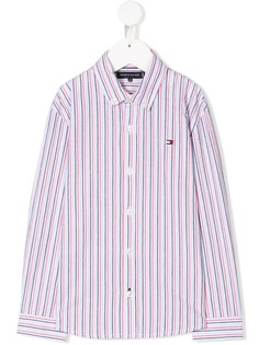 Tommy Hilfiger Junior полосатая рубашка с вышитым логотипом