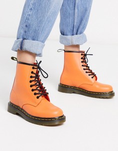 Высокие кожаные ботинки оранжевого цвета Dr Martens 1460-Оранжевый