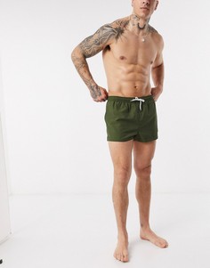 Базовые короткие шорты для плавания хаки New Look-Зеленый