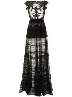 Saiid Kobeisy длинное полупрозрачное платье с вышивкой